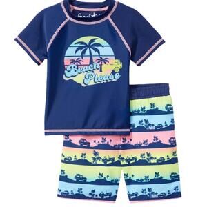 Freestyle Swim  'Beach Please' Rashguard & Swim Board Shorts  Size 5 NWT